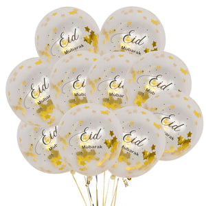 Gold star Eid Mubarak confetti balloons