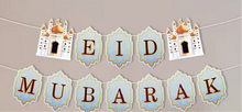 Load image into Gallery viewer, Blue and Gold lantern Eid Mubarak banner
