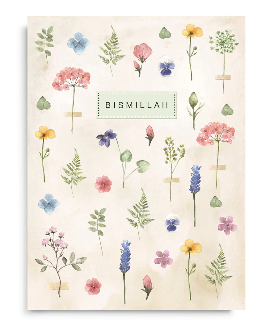 Pressed flower Bismillah notebook