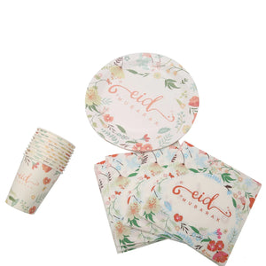 Floral Eid Mubarak tableware set