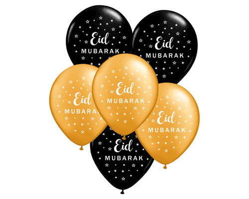 Eid Mubarak balloons - Black and gold