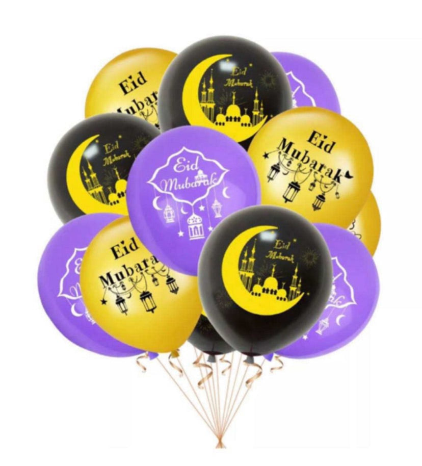 Eid Mubarak balloons - purple and gold