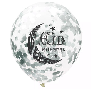 Eid Mubarak confetti balloons - silver