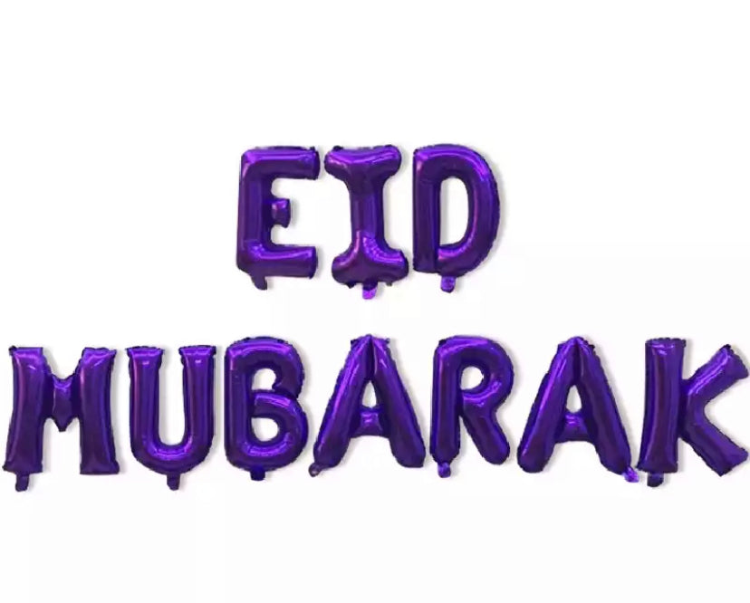 Purple foil Eid Mubarak balloons