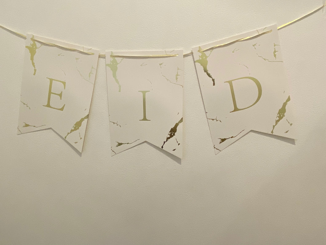 White and gold foil Eid Mubarak banner