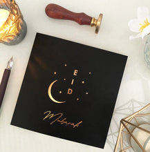 Load image into Gallery viewer, Black and gold Eid Mubarak card