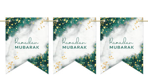 Ramadan Mubarak bunting - Emerald Green and Gold