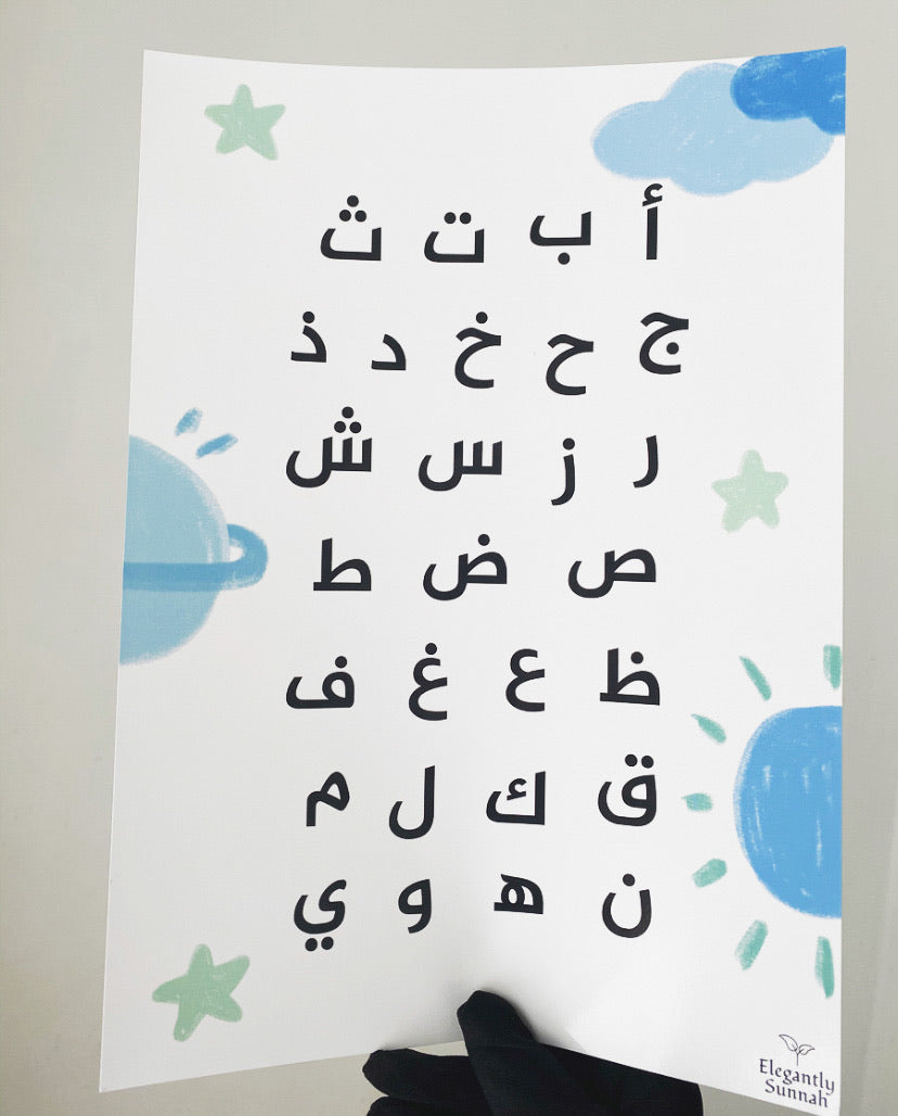 Blue Arabic Alphabet print – ElegantlySunnah