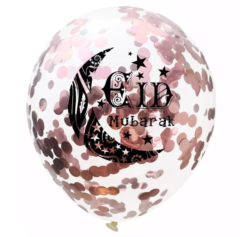 Eid Mubarak confetti balloons - rose gold