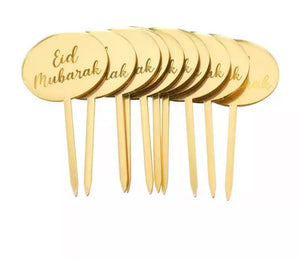Eid Mubarak cupcake toppers - Gold