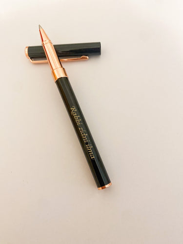 Black and Rose Gold engraved rabbi zidni ilma pen